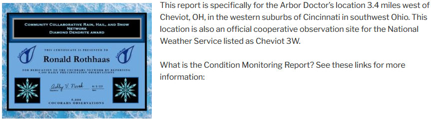 cocorahs certificate and explaination